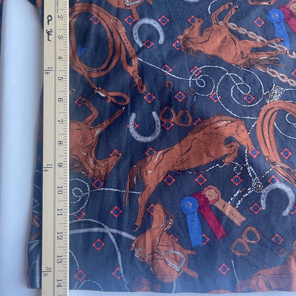 Anthropologie Black and Brown Equestrian Print Top - Picture 10 of 11